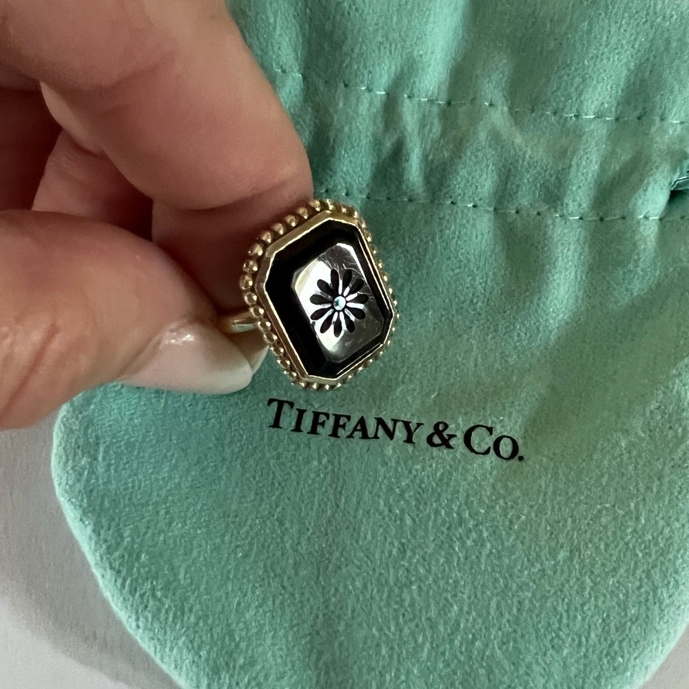 Authentic Tiffany & Co.Onyx Ring Ziegfeld,  Sz 5